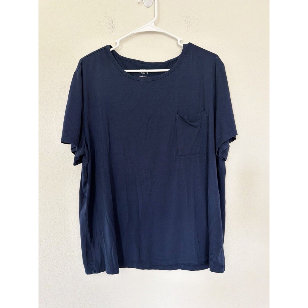 Cozy Earth Bamboo Lounge Pocket T-Shirt Mens Size L Blue Crew Neck Sustainable